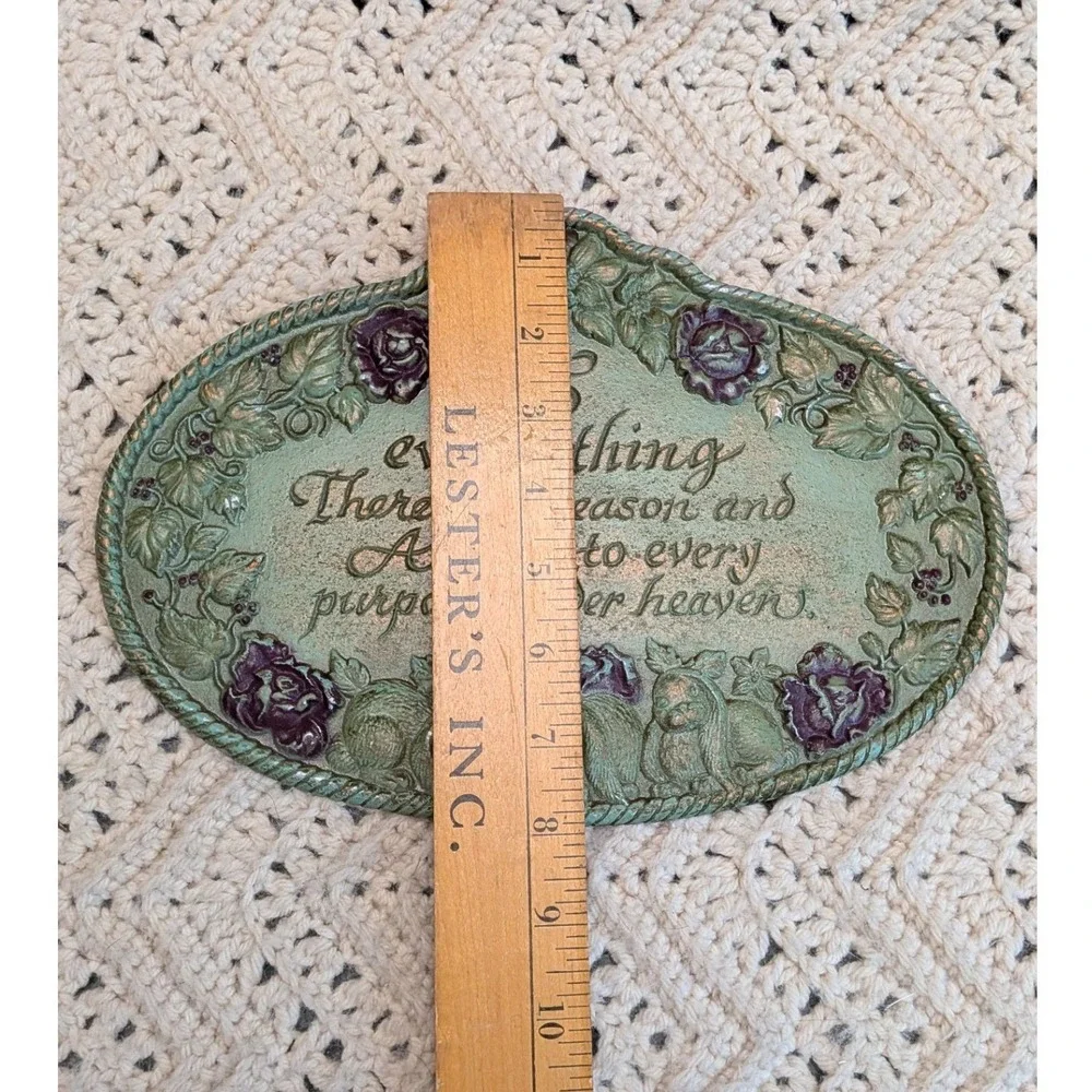 Home Interiors Vintage Metal Wall Plaque To Every Thing There Is A Season Green